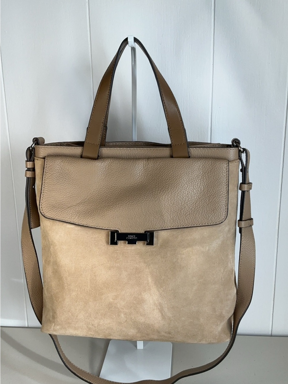 Vince Camuto Vivia Leather And Suede Crossbody